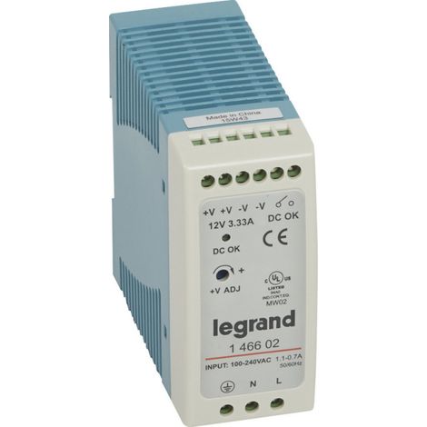 Alimentation stabilisée à découpage monophasée entrée 100V à 240V et sortie 12V 40W (146602)