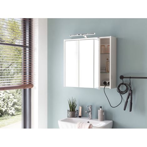 Armoire à Miroir en Bois, Blanche, 65 cm (1/5)