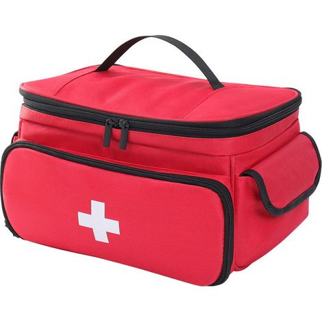 Sac à pharmacie vide portable, étui organisateur pour pilules et médicaments, trousse de secours d'urgence 28x19x16cm. Idéal pour voiture, maison, bureau, extérieur. (1/3)