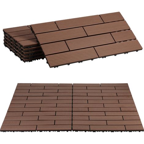 Randaco WPC Terrassenfliesen 30x60 cm Rotbraun 54 Stück 9 m² Klickfliesen Garten Balkon