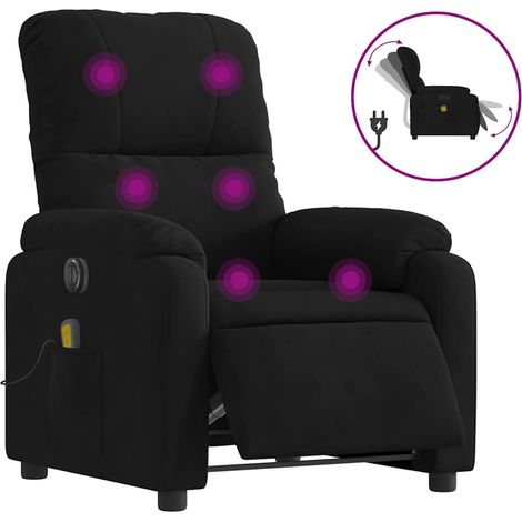 Maison Exclusive - Fauteuil inclinable de massage électrique noir tissu microfibre