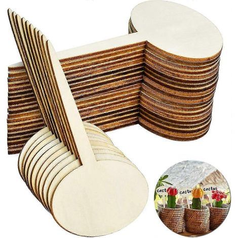 2025 New 50Pcs Durable Plant Tags, Oval Shaped Wooden Plant Tags Waterproof Garden Labels, Garden Tag (1/2)