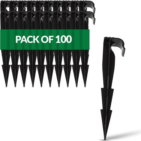 Packung mit 100 Befestigungspfählen, 16-mm-Bewässerungsrohr, hochbelastbare Bodenanker, Gemüsegarten (1/5)