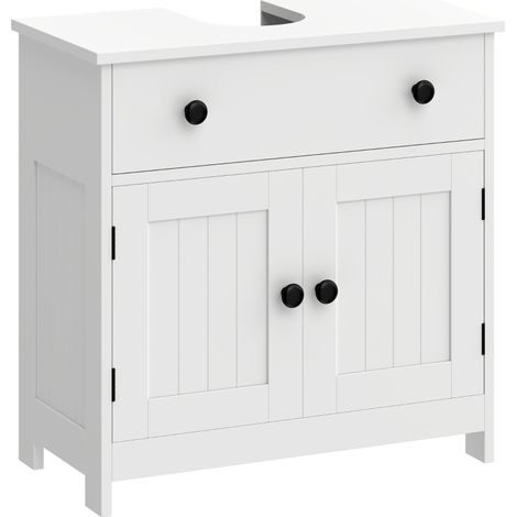 Mobile sottolavabo 73x38x60 cm in MDF bianco con vano contenitore – MEUBLIV (1/5)