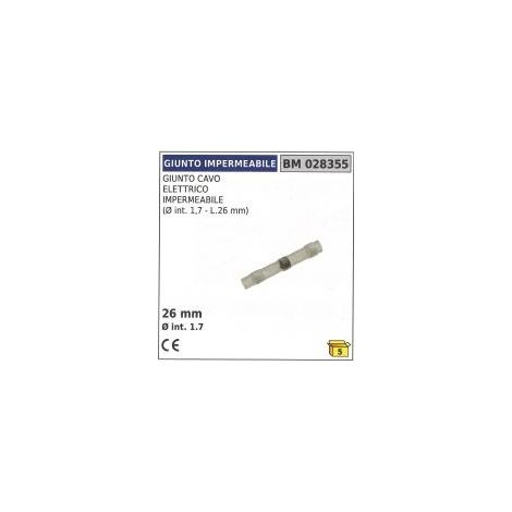 Empalme cable eléctrico estanco Ø interior 1,7 mm longitud 26 mm
