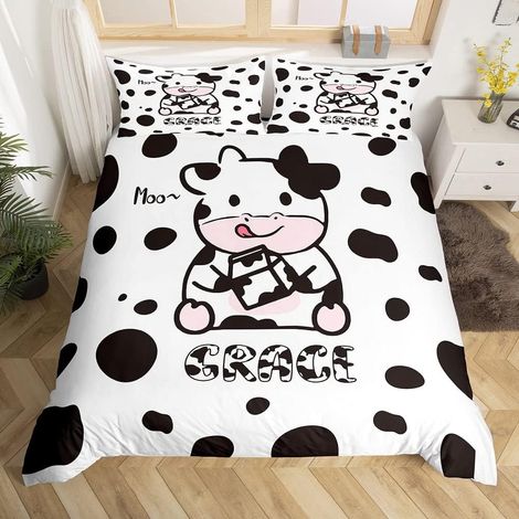 Vache Imprimé Housse de Couette Noir Blanc Vache Parure de Lit 220x240cm Soft Lightweight Sets de Housse de Couette avec 2 taies d'oreiller (1/5)
