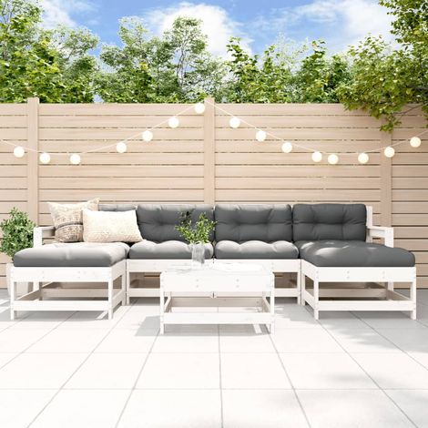 7-tlg. Garten-Lounge-Set Weiß Massivholz Kiefer vidaXL (1/5)