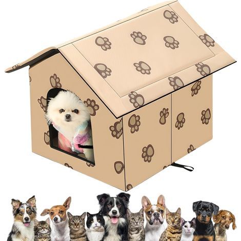 Maison pour chat extérieur résistant à l'hiver étanche niche pour chat : WIYETY 40 x 35 x 38 cm maison pour chat pliable pour petit chien chat grotte chaude lavable maison pour chien refuge pour (1/5)