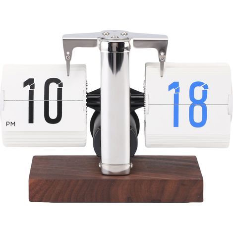 Vintage 12-Hour Folding Desk Clock, Battery Powered, Mechanical, Digital, Automatic Calendar for Coffee Table, White (1/5)