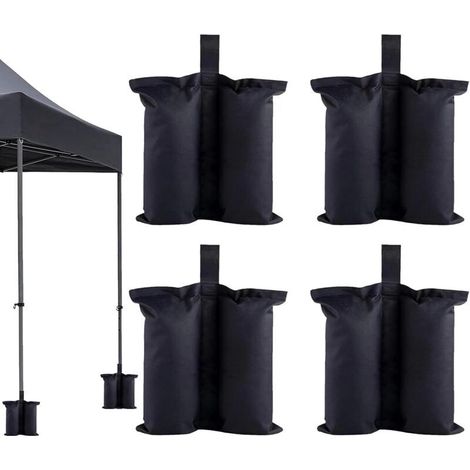 Sac Lestage Sable à Remplir pour Extérieur: 4 Pièces Coupe-Vent Sacs Sable pour Tente 34×34cm - Mâts de Tente Fixes Poids Pavillon Sac de Sable pour Camping Plage Jardin (1/5)