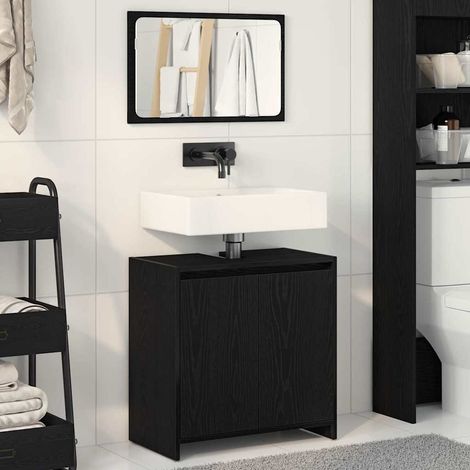 Badezimmerschrank mit Tür Schwarz Eichen-Optik 60 x 33 x 60 cm