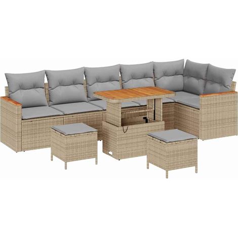 Maison Exclusive - Garten-Sofa-Set mit Kissen mit Speicher Beige