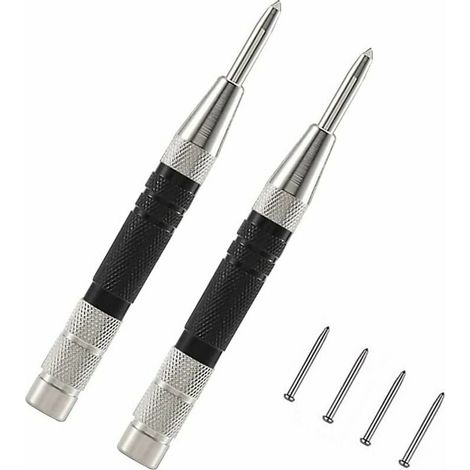 Pointeau Automatique 2PCS Ensemble de Forets à Centrer Pointeau Automatique Perforatrice Centrale à Ressort en Automatic Center Punch pour Acier Bois Métallique 4 Astuce de Remplacement (1/5)