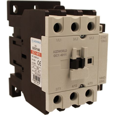 Contattore Motore 3P 4M, Teleruttore Trifase Industriale AC 380V 3NO, Bobina 220V AC, Contatto Ausiliare 1NO+1NC, IP20 (40A)