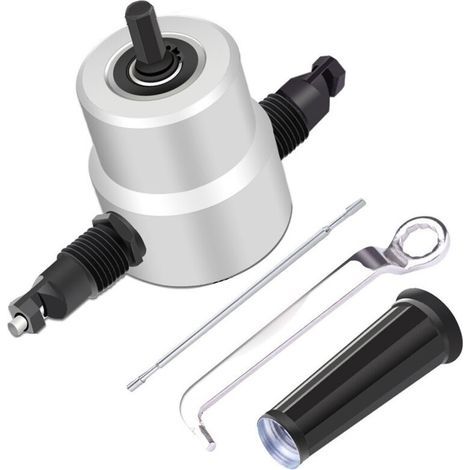 Cortadora de chapa metálica de doble cabezal YT-160A con carcasa metálica, accesorio para taladro y cortadora de chapa metálica. (1/5)