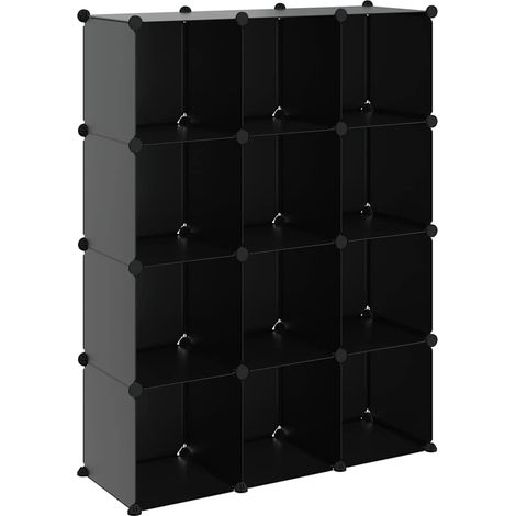 vidaXL Estantería de cubos con 12 compartimentos negro PP (1/2)