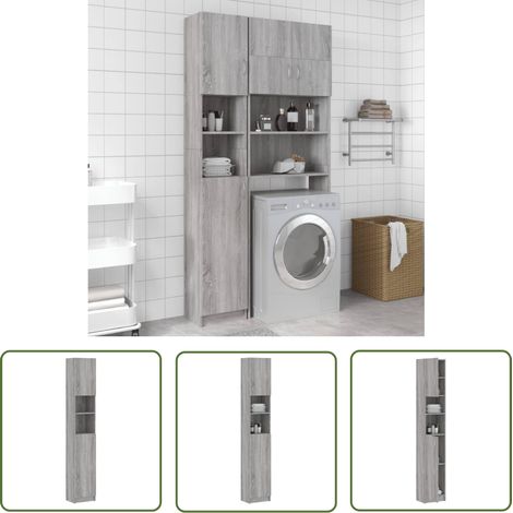 Maison Exclusive Badezimmerschrank Grau Sonoma 32x25,5x190 cm (1/5)