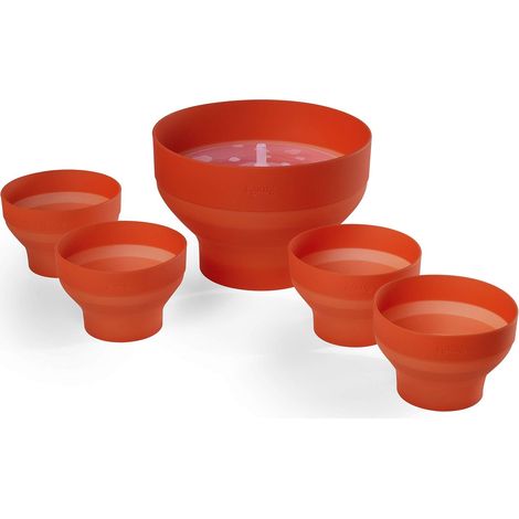 Lékué 0200227R10M019, Set microonde con stampo in silicone, rosso, XL (1/2)