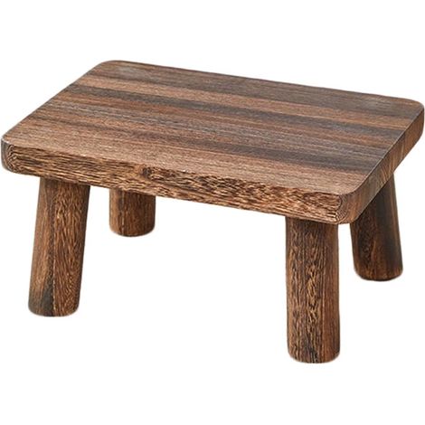 Tabouret escabeau rustique en bois, petit repose-pieds multifonctionnel 14,2 x 10,2 x 7,1 pouces, idéal pour la chambre et la maison (1/5)