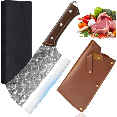 Cuchillo de carnicero, acero de alto carbono, hoja de 17,8 cm de longitud, mango de 12,2 cm de longitud, peso de 646 g, ecológico. (1/5)