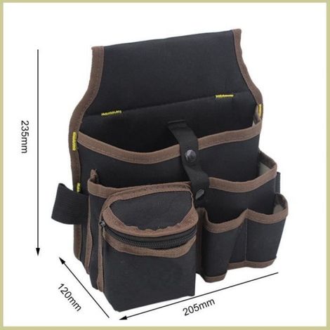 Cocosity Sac à outils Sac de taille d'outils en tissu Oxford, poches multiples multifonctions avec bricolage caisse Noir et marron (1/4)