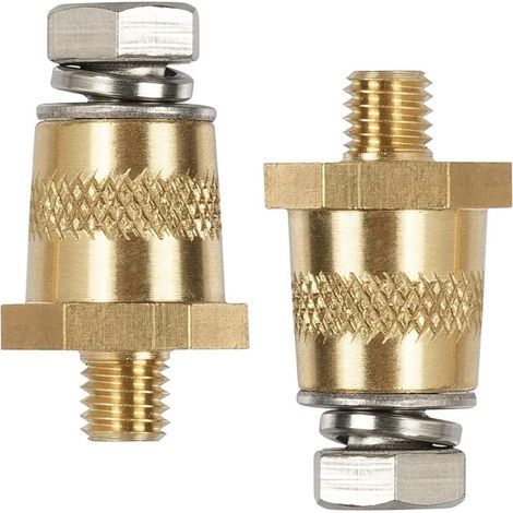 A Pair of Brass Battery Terminal Adapters M8 Battery Terminal Connector with Stainless Steel Screws and Washers Battery Terminals for Lithium Car Batteries (Positive and Negative)