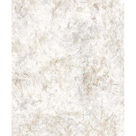 Papier peint effet stuc marbré blanc or patiné (1/2)