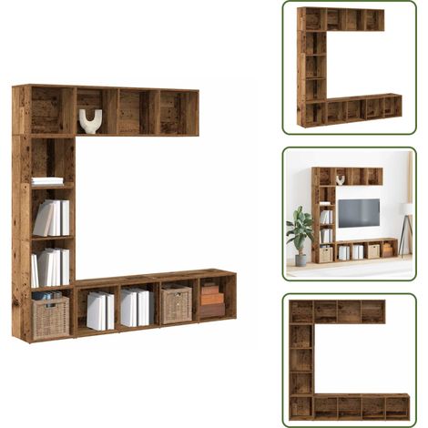 Bücherschränke 3 Stück Altholz Holzwerkstoffe - Bücherschrank - Bücherschränke - Bücherregal - Lagerregal (1/5)