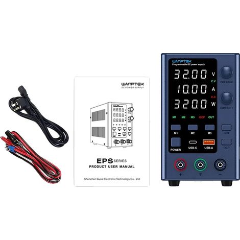 Fuente de alimentación de laboratorio, CC programable, compatible con carga USB, EPS3210 32V 10A (1/2)