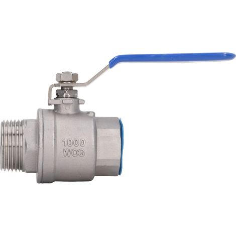 Vanne à bille à filetage interne et externe 1" (passage intégral), vanne à bille en acier inoxydable 1", vanne à bille NPT (1/5)