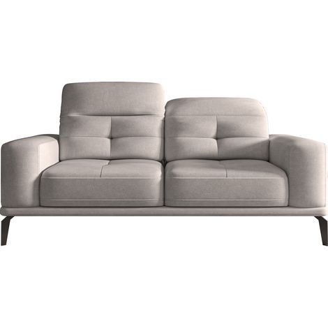 Canapé droit design 2-3 places tissu gris clair Torpille 195cm (1/5)