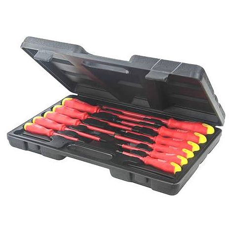 KIT SET CACCIAVITI GIRAVITI PER ELETTRICISTA CACCIAVITE ISOLATI ISOLATO 11pz sil