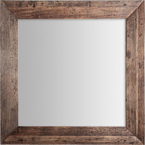 Miroir carré en bois vieilli style colonial - brun vieilli (1/3)