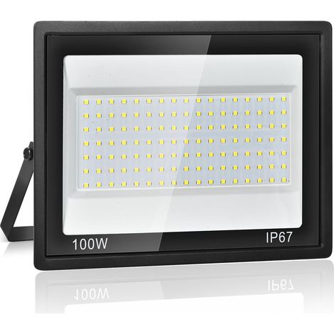 1 Projecteur LED Extérieur 100W, 10000LM Blanc Froid, IP67 Étanche, Spot Lumineux pour Jardin, Cour, Garage