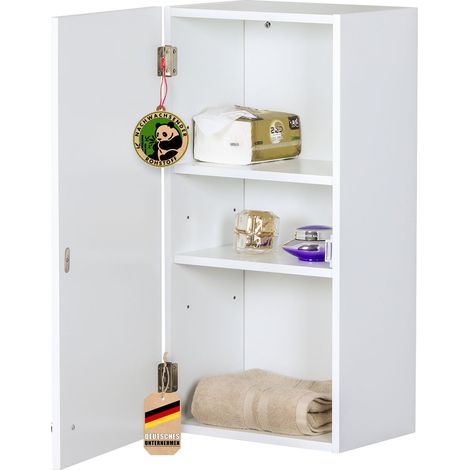 Floordirekt – Meuble bas de salle de bain compact en MDF blanc – Dimensions 20 x 30 x 60 cm – Résistant à l'humidité – Espace de rangement élégant