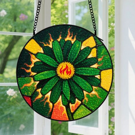 Suspension en vitrail, attrape-soleil coloré artistique unique, décoration intérieure maison, cadeau Fête des Pères, Anniversaire pour homme, femme 9cm (1/5)