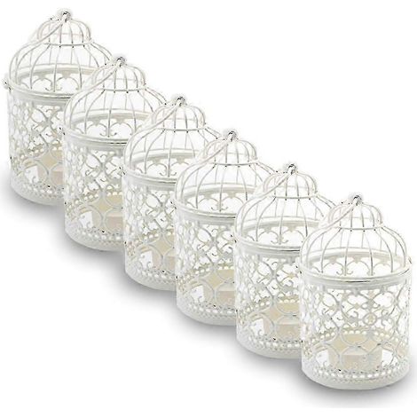 Lanternes décoratives pour bougies, décorations suspendues et à poser en métal pour les fêtes et événements, adaptées à une utilisation intérieure et extérieure, lot de 6 pour mariages (1/2)