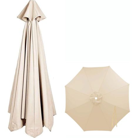 Toile de Rechange pour Parasol 8 Baleines,2m 2.3m 2.5m 2.7m 2.8m 3m 3.3m 3.5m 4m Auvent De Remplacement Pour Parasol De Terrasse Housse de Rechange pour parasols Déporté(Beige,2.5 m/8 ribs) (1/5)