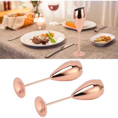 Verres à champagne en acier inoxydable (lot de 2), verres à pied, verres tulipe, coffret cadeau (1/5)