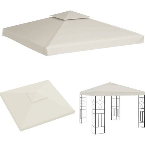 Randaco Ersatzdach für Pavillon 3x3m Beige, Partyzelt Dach mit Dachabzug, Doppeldach Dachplane für Garten-Pavillon und Gartenzelt