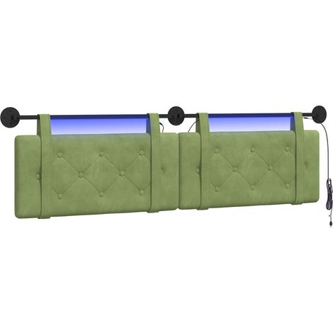 Testiera Testata del letto sospesa Con luce LED Verde chiaro Velluto (1/5)