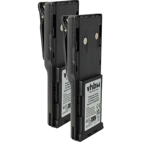 vhbw 2x Batterie remplacement pour Motorola HNN8133C, HNN8308A, HNN9628 pour radio talkie-walkie (1800mAh, 7,5V, NiMH) - avec clip de ceinture