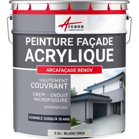 Arcane Industries – Peinture façade acrylique étanche 2.5 L – Finition mate – Couverture micro-fissures – Jusqu'à 15 ans de durabilité – 14 couleurs RAL disponibles