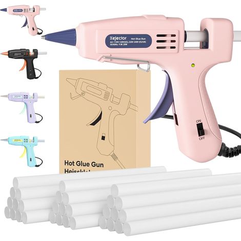 Pistolet à colle chaude ignifugé avec 30 bâtons de colle chaude, pour bricolage artistique, travaux manuels et réparations rapides à la maison et au bureau, pistolet à colle de 20 W (rose) (1/5)