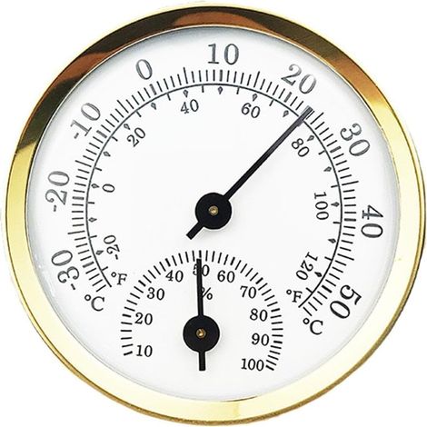 Hygromètre thermomètre d'ambiance, hygromètre et thermomètre analogique 2 en 1, mini thermomètre 5,8 cm, doré (1/5)
