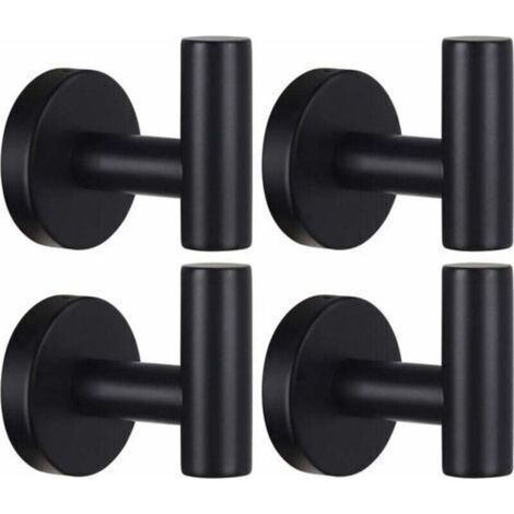 Crochet Porte-Serviettes Murale Salle de Bain - Support en Acier Inoxydable SUS 304 Noir Mat - Pour Serviette, Peignoir et Vêtements (1/5)