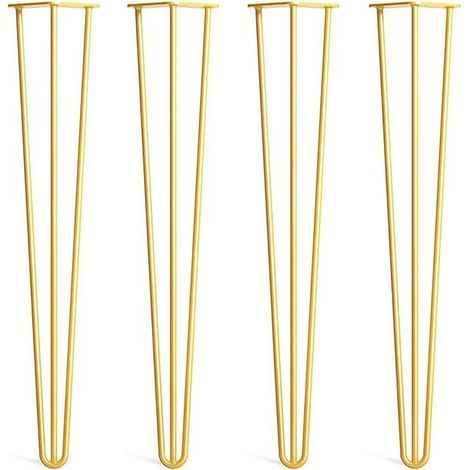Lot de 4 pieds épingle 20 cm en acier – 3 tiges pour meilleure stabilité – 16 vis de fixation incluses – Pour meubles modernes (1/3)