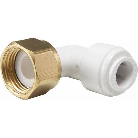 Conector en ángulo hembra con tuerca de latón diámetro 12 mm