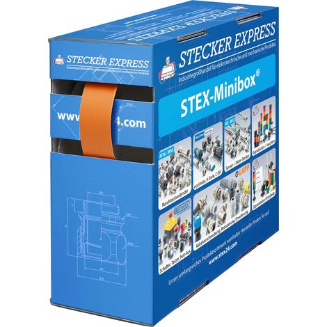 STEX24 Schrumpfschlauch 2:1, Minibox mit 7,0m, orange 12,7/6,4mm, 1/2 Zoll, WSB2 Schrumpftemperatur mind. 70°C, vollständig bei mind. 100°C - 1 Stück (1/2)