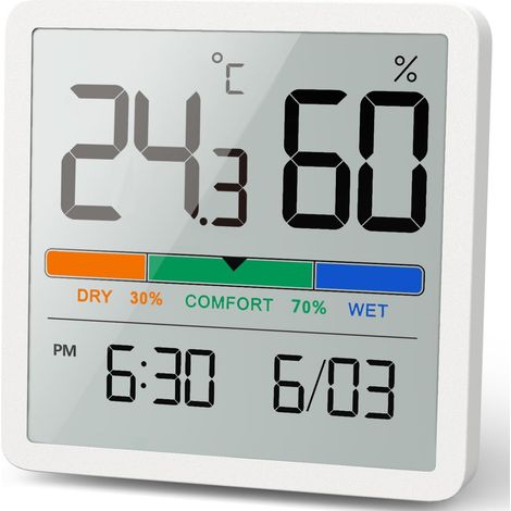 7cm) – blanc – thermomètre numérique de bureau avec moniteur de température et d'humidité (1 – Hygromètre Thermomètre (1/5)